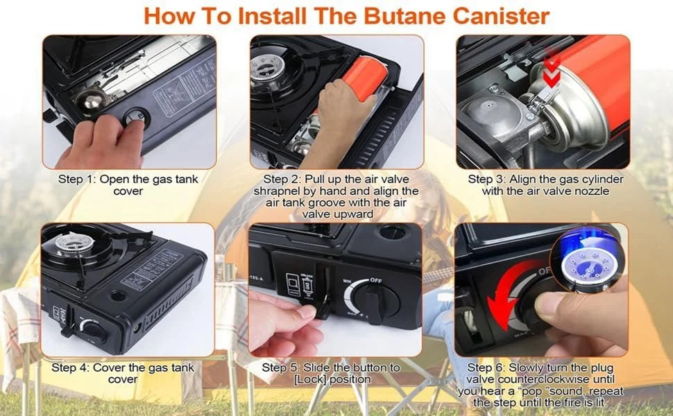 Portable Camping Gas Stove Cooking Gas burner with Carrying Case