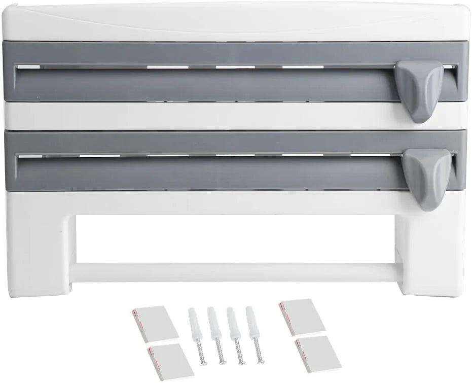 4-in-1 Kitchen Roll Holder with Film Cutting Dispenser